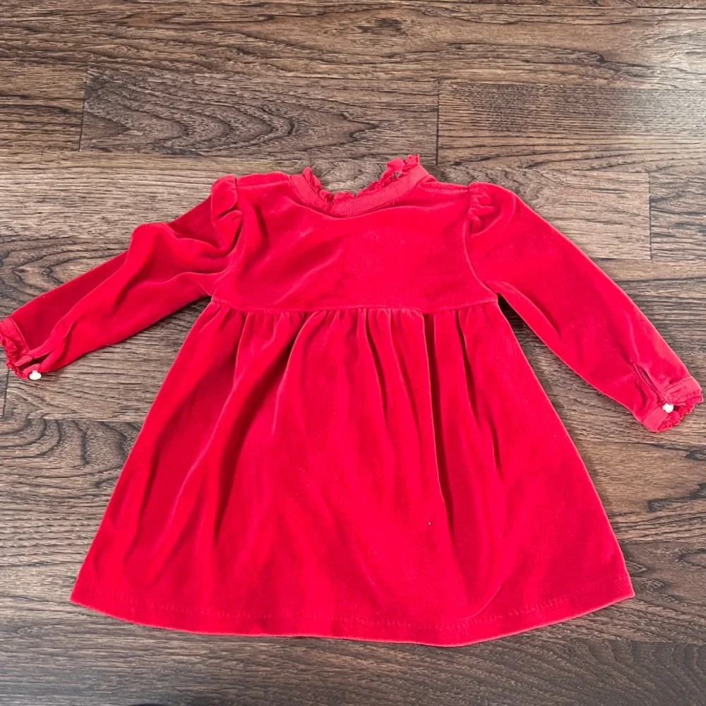 Ralph Lauren Vibrant Red Baby Holiday 80% Cotton Long Sleeved Dress 12M